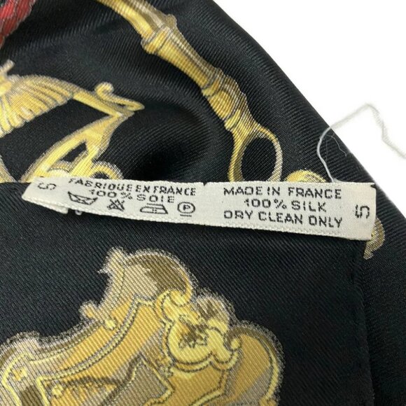 Auth HERMES Carre 90 - Black Dark yellow Bordeaux Scarf - Picture 3 of 5